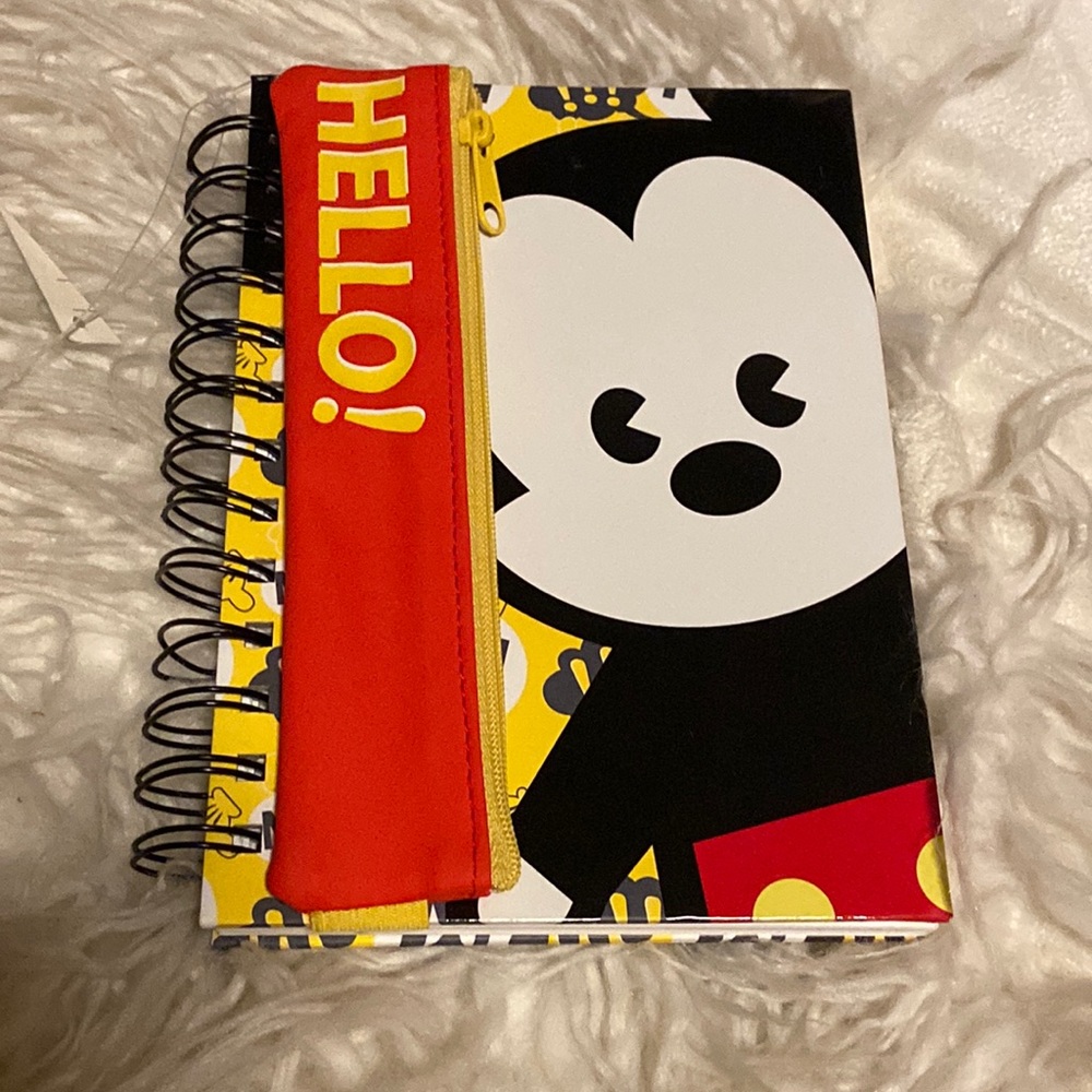 The Disney Store Mickey Mouse ‘HELLO’ spiral notebook journal pencil pen holder